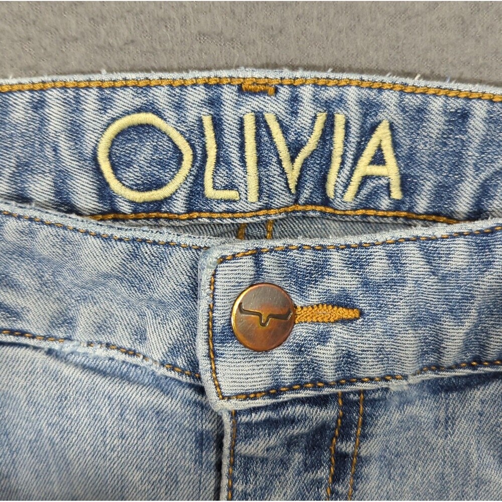 Kimes Ranch Jeans Women's 4x32 Blue Olivia Wide Leg Raw Hem High Rise Western